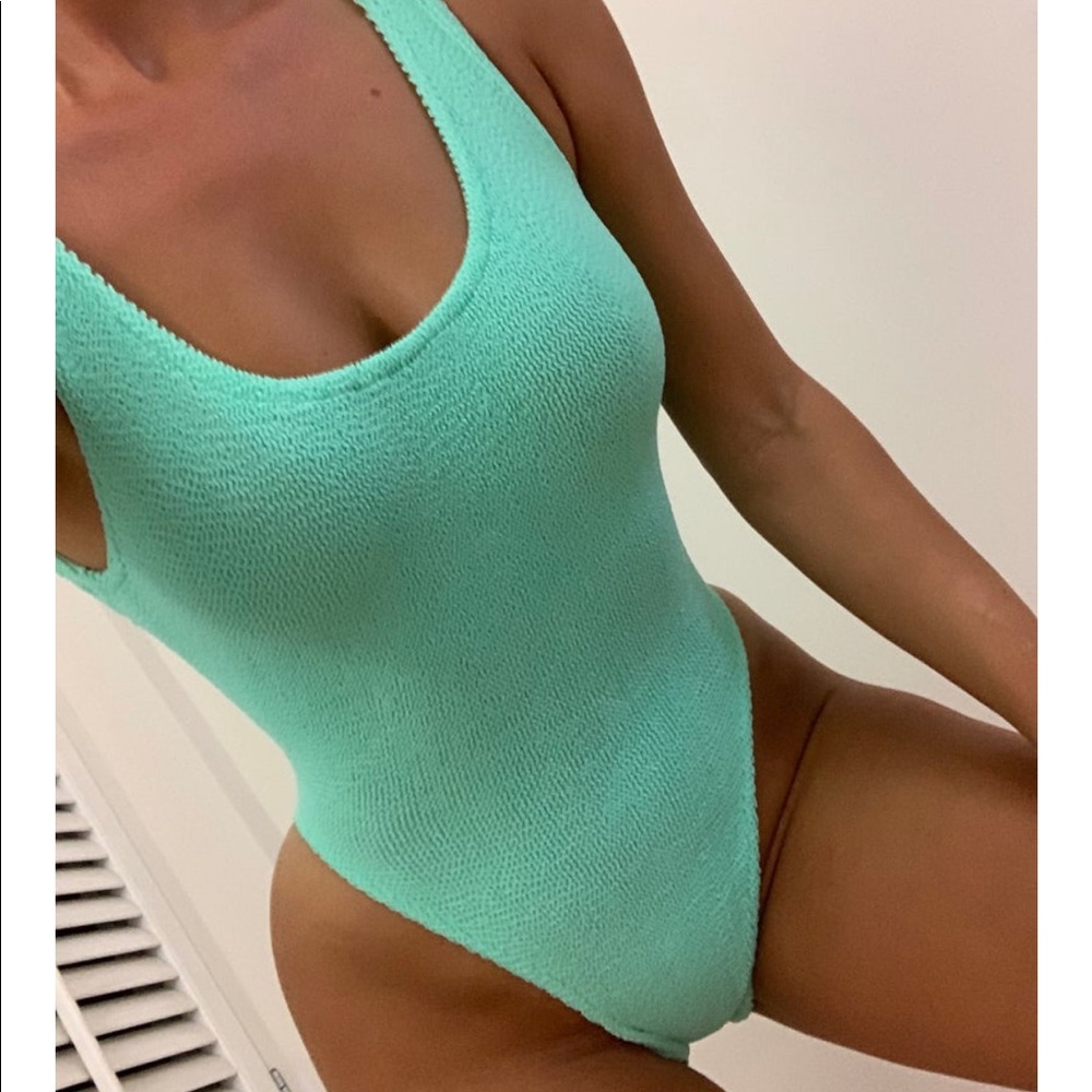 Mint crinkle onepiece swimsuit